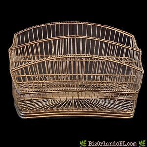 Vintage Silver Wire Mail Organizer Letter Holder Tiered Curved Desk Caddy 9.5"